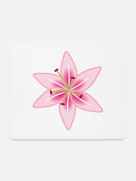 Rosa Lilien-Blumenillustration - Mousepad (Querformat) - Weiß