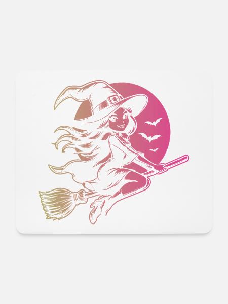 Halloween Fliegende Hexe - Mousepad (Querformat) - Weiß