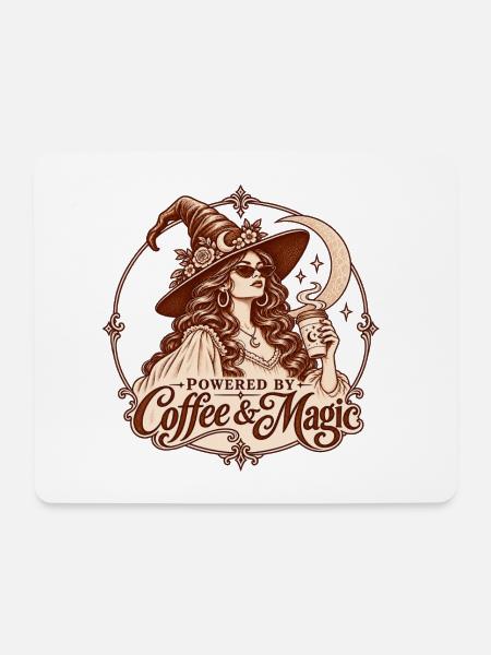Kaffee-Hexe – Coffee & Magic - Mousepad (Querformat) - Weiß