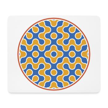 Truchet Kachel Rosette in Blau und Senfgelb - Mousepad (Querformat) - Weiß - Vorne
