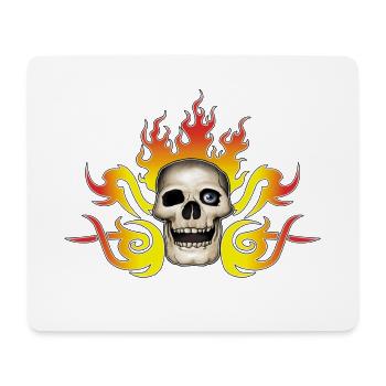 Schädel und Flammen - Mousepad (Querformat) - Weiß - Vorne
