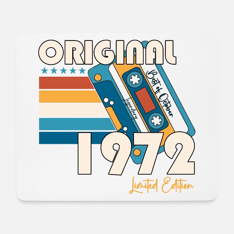 Oktober Jahrgang 1972 50. Geburtstag Geschenk Tape - Mousepad (Querformat) - Weiß