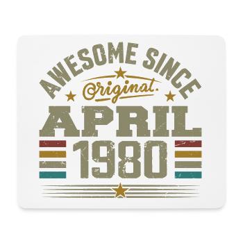 April 1980 Geburtstag Vintage Geschenkidee aus den 1980er Jahren - Mousepad (Querformat) - Weiß - Vorne
