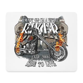 2006 Vintage Anniversaire Biker Chopper Moto - Tapis de souris (format paysage) - blanc - Devant