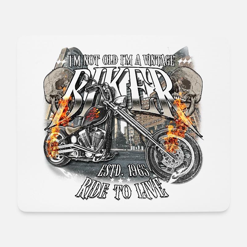 1965 Jahrgang Geburtstag Biker Motorrad - Mousepad (Querformat) - Weiß