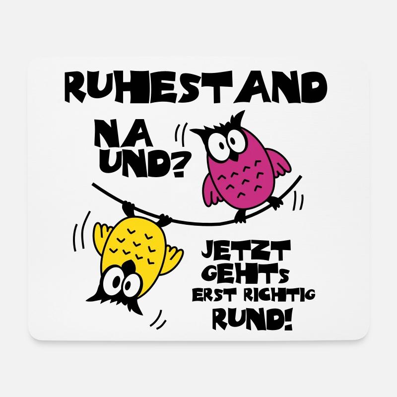 Eulen Ruhestand - na und? - Mousepad (Querformat) - Weiß