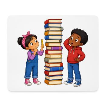 Kinder Bücherstapel Messen Lustiges Lernmotiv - Mousepad (Querformat) - Weiß - Vorne
