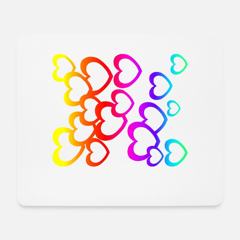 bunte Herzen Farbverlauf Regenbogen Herzsymbol - Mousepad (Querformat) - Weiß