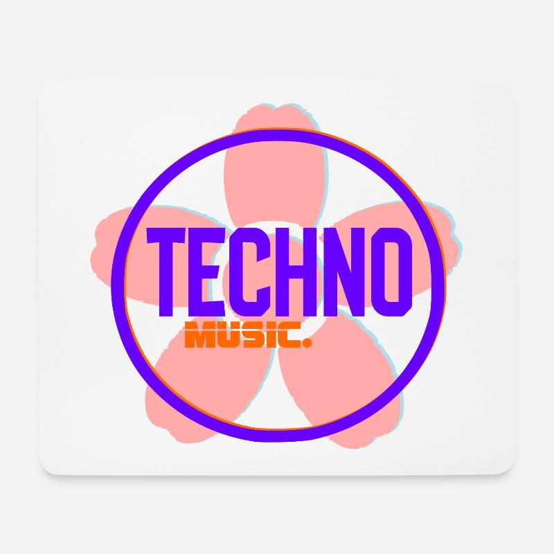 Techno Circle Neon Logo - Mouse Pad (horizontal) - white