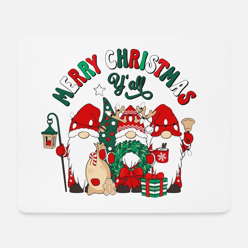Merry Christmas Y'All Wichtel Gnomies - Mousepad (Querformat) - Weiß