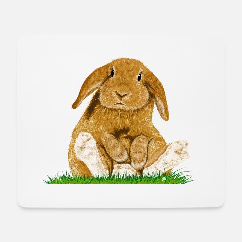 lapin! - Tapis de souris (format paysage) - blanc