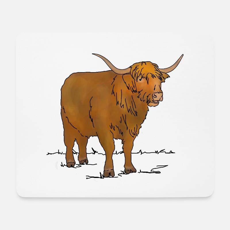 Schottisches Hochlandrind - Mousepad (Querformat) - Weiß