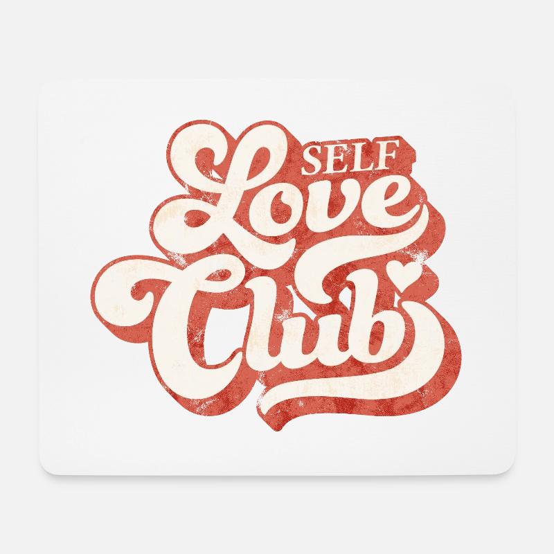 SELF LOVE CLUB GROOVY 70s TYPO - Mousepad (Querformat) - Weiß