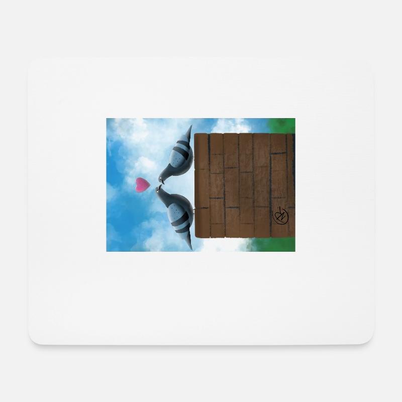 Inséparables sur la cheminée - Tapis de souris (format paysage) - blanc