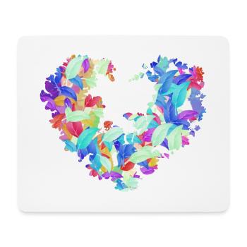 flower heart, colorful, leaves, colorful leaves - Mouse Pad (horizontal) - white - Front