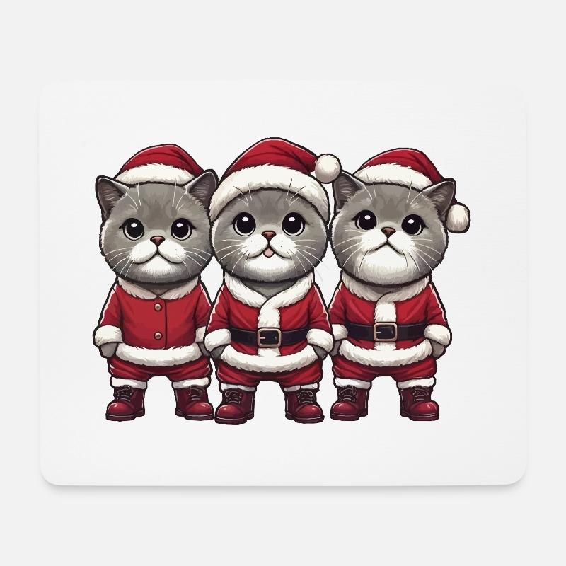 Katze, Weihnachten - Mousepad (Querformat) - Weiß