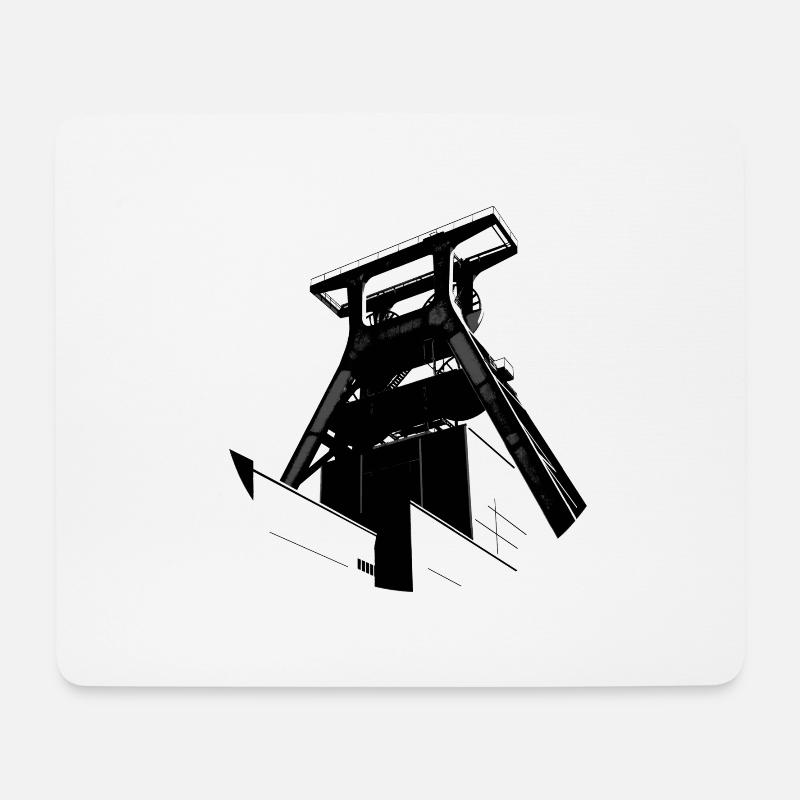 Förderturm Zeche in Schwarz Weiß - Mousepad (Querformat) - Weiß