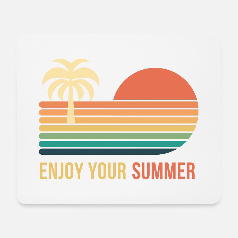 Sunset Retro Palme - Mousepad (Querformat) - Weiß