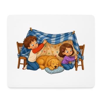 Kinder Deckenhöhle mit Hund Kuscheliges Motiv - Mousepad (Querformat) - Weiß - Vorne