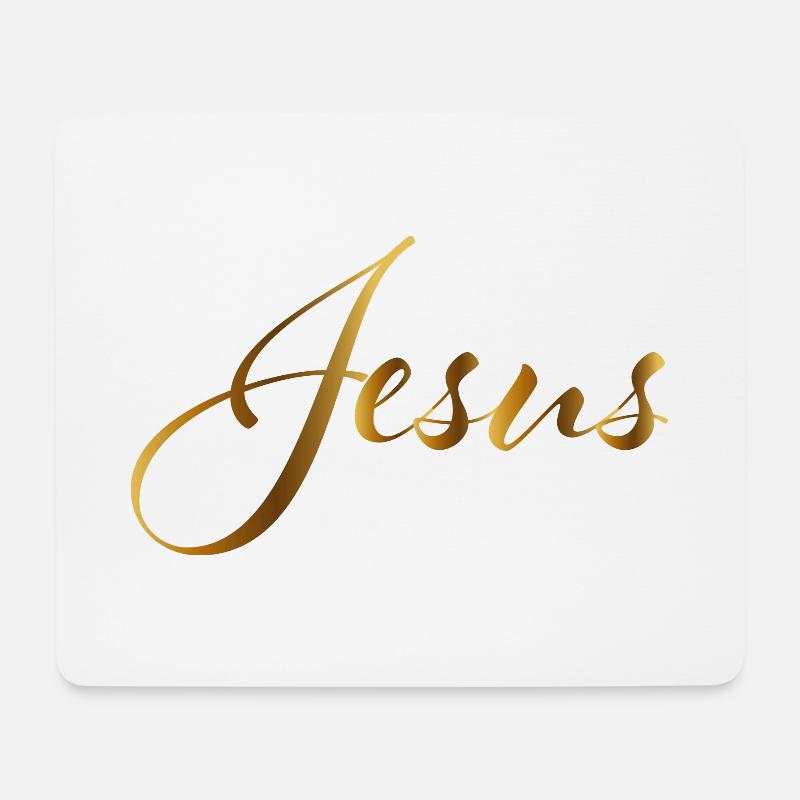 Jesus Schriftzug gold - Mousepad (Querformat) - Weiß