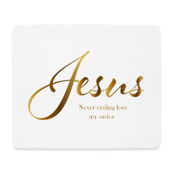 Jesus lettering gold never ending love my savior - Mouse Pad (horizontal) - white - Front