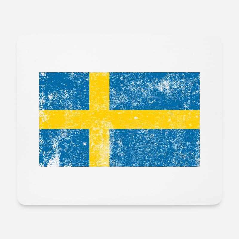 Schweden Flagge Fahne Grunge Retro Vintage - Mousepad (Querformat) - Weiß