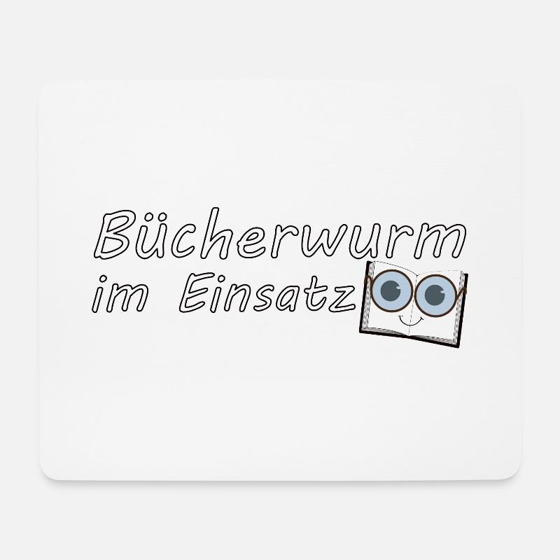 Bücherwurm Deluxe - Mousepad (Querformat) - Weiß