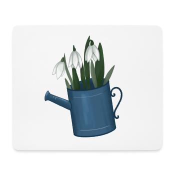 Perce neige, printemps, arrosoir, jardin - Tapis de souris (format paysage) - blanc - Devant