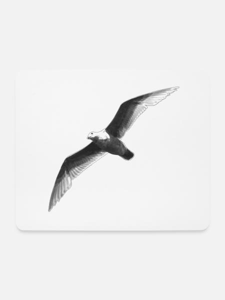 Schwarz Weiss Möwe Im Flug - Mousepad (Querformat) - Weiß
