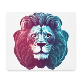 Tête de lion de lion au néon coloré futuriste - Tapis de souris (format paysage) - blanc - Devant