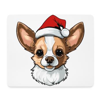 Portrait de Noël tête de chien chihuahua - Tapis de souris (format paysage) - blanc - Devant