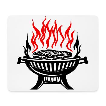 Grill Symbol Feuer Grillen Fleisch - Mousepad (Querformat) - Weiß - Vorne
