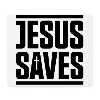 jesus saves - Mousepad (Querformat) - Weiß - Vorne