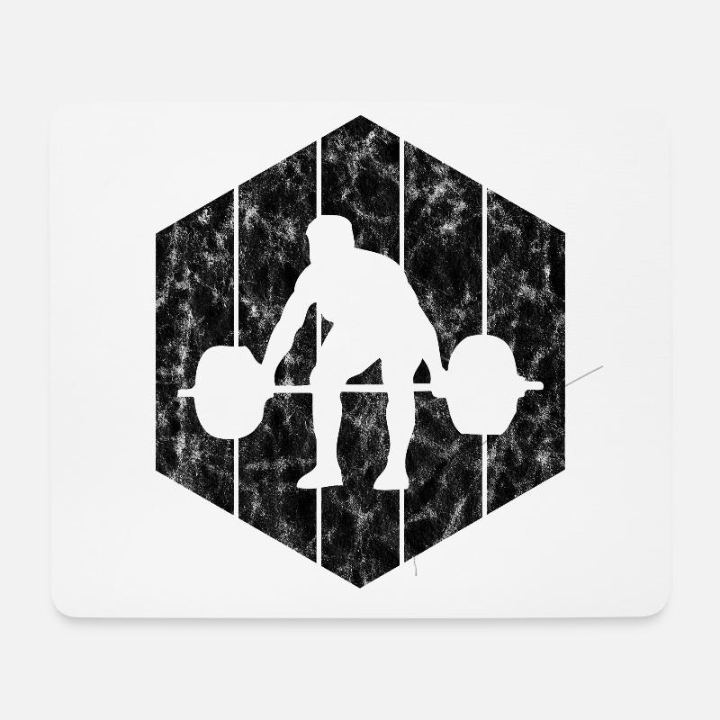 Bodybuilding Bodybuilder GYM Fitnessstudio Retro - Mousepad (Querformat) - Weiß