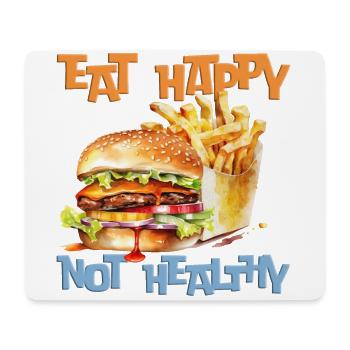 Glücklich essen, nicht gesund - Mousepad (Querformat) - Weiß - Vorne