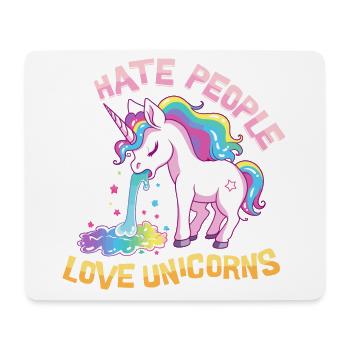 Je déteste les gens Licorne vomir arc-en-ciel drôle - Tapis de souris (format paysage) - blanc - Devant
