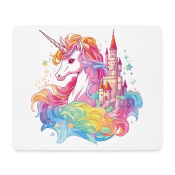 Einhorn Regenbogen Schloss Bunt Magie Fantasie - Mousepad (Querformat) - Weiß - Vorne