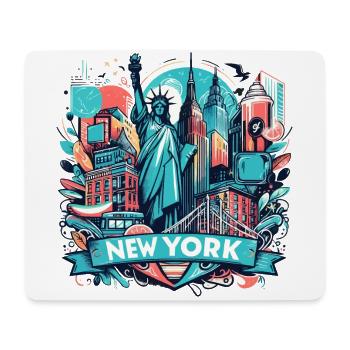 NYC, NEW YORK, STATUE DE LA LIBERTÉ, MANHATTAN - Tapis de souris (format paysage) - blanc - Devant