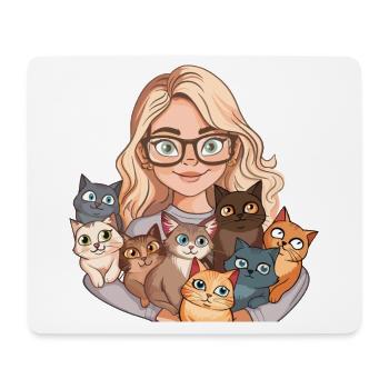 Cat Lady Katzen Frau Mädchen I Love Cats Lustig - Mousepad (Querformat) - Weiß - Vorne