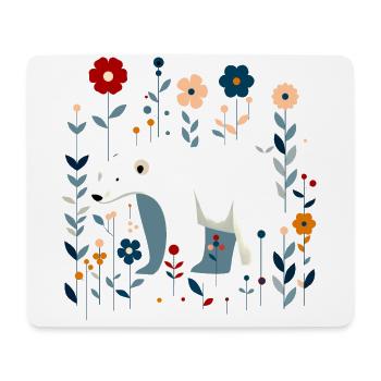 Floraler Eisbär - Mousepad (Querformat) - Weiß - Vorne