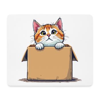 Cat Sitting in Cardboard Package Funny Humor Typical - Mouse Pad (horizontal) - white - Front