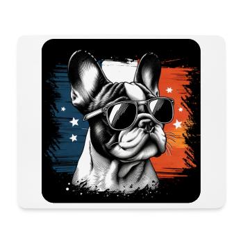 Französische Bulldogge Frenchie mit Sonnenbrille - Mousepad (Querformat) - Weiß - Vorne