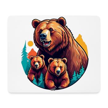 Grizzly Mama mit Kindern - Mousepad (Querformat) - Weiß - Vorne