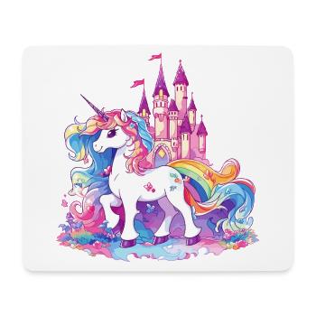 Einhorn Regenbogen Schloss Bunt Magie Fantasie - Mousepad (Querformat) - Weiß - Vorne