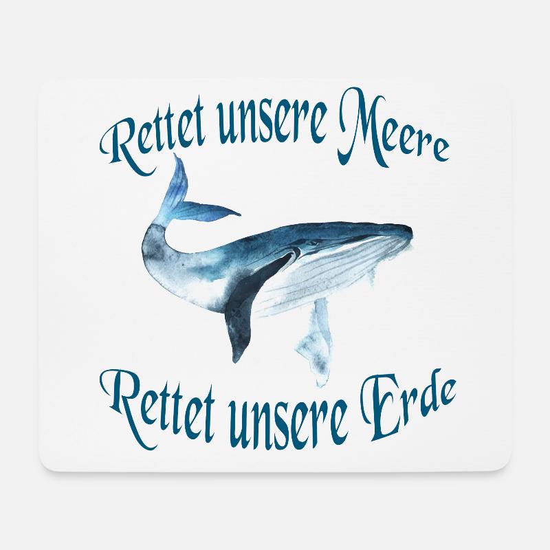 Rettet unsere Meere Wal T-Shirt - Mousepad (Querformat) - Weiß