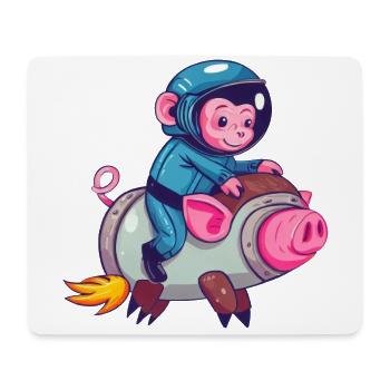 Schwein und Affe als Astronauten - Mousepad (Querformat) - Weiß - Vorne