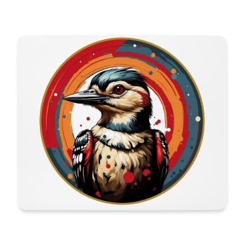 Buntspecht Portrait im bunten Farbkreis - Mousepad (Querformat) - Weiß - Vorne