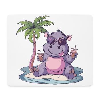 Hippopotamus Summer Beach Vacation - Mouse Pad (horizontal) - white - Front