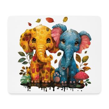 De mignons amis éléphants pour les petits amoureux des animaux - Tapis de souris (format paysage) - blanc - Devant