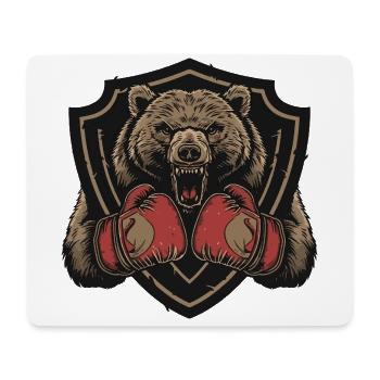 Grizzly Bär Boxer MMA Logo - Mousepad (Querformat) - Weiß - Vorne